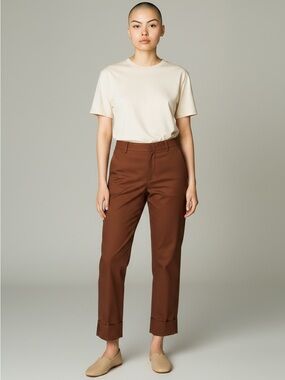 Brunello Cucinelli Brown Cotton Stretch Ankle Pants Made in Italy size 2